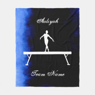 Cobertor De Velo Girls Gymnastics Black, Blue, White com Nome da Eq