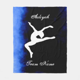 Cobertor De Velo Girls Gymnastics Black, Blue, White com Nome da Eq