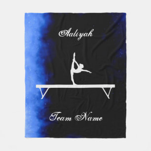 Cobertor De Velo Girls Gymnastics Black, Blue, White com Nome da Eq