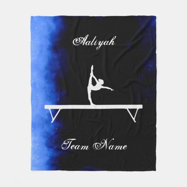 Cobertor De Velo Girls Gymnastics Black, Blue, White com Nome da Eq (Frente)