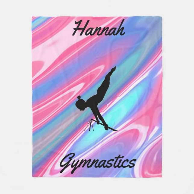 Cobertor De Velo Girls Gymnastics Fleece Blanket com Nome (Frente)