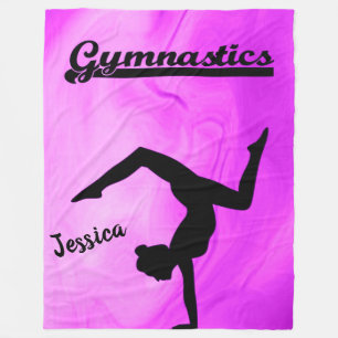 Cobertor De Velo Girls Gymnastics Purple Swirl Personalizado