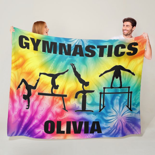 Cobertor De Velo Girls Gymnastics Rainbow Swirls Fleece Blanket (In Situ)