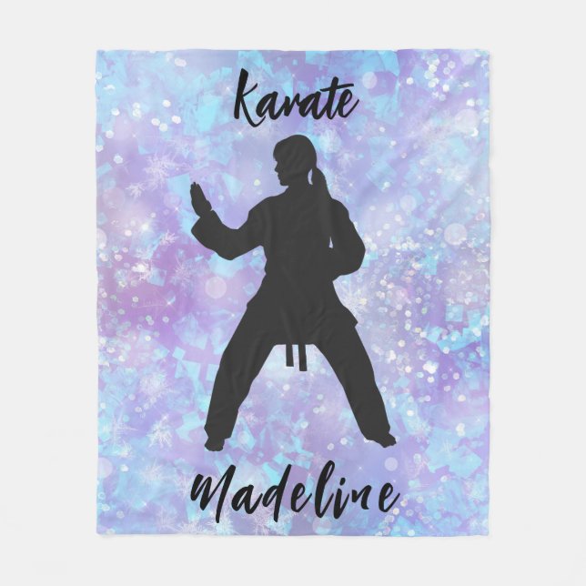 Cobertor De Velo Girls Karate Blue Purple Personalizado (Frente)