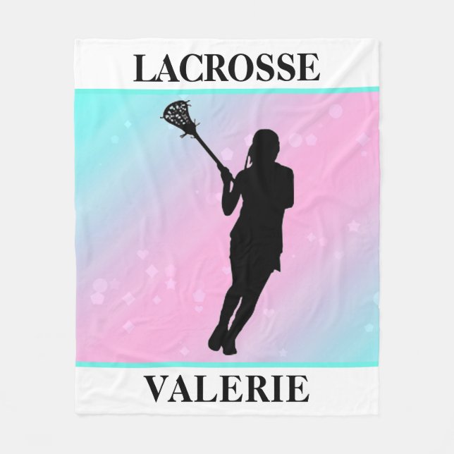 Cobertor De Velo Girls Lacrosse Personalizada Pastel (Frente)