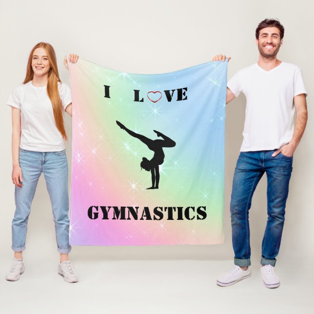 Cobertor De Velo Girls Rainbow "I Love Gymnastics" Fleece Blanket (In Situ)