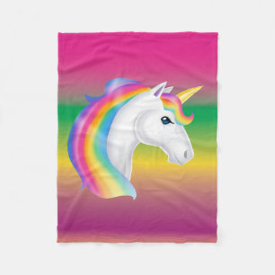 Cobertor De Velo Girls Rainbow Unicorn Fleece