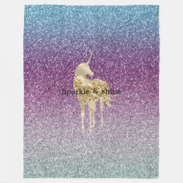 Cobertor De Velo Girly Aqua Purple Mint Pink Glitter ombre Unicorn