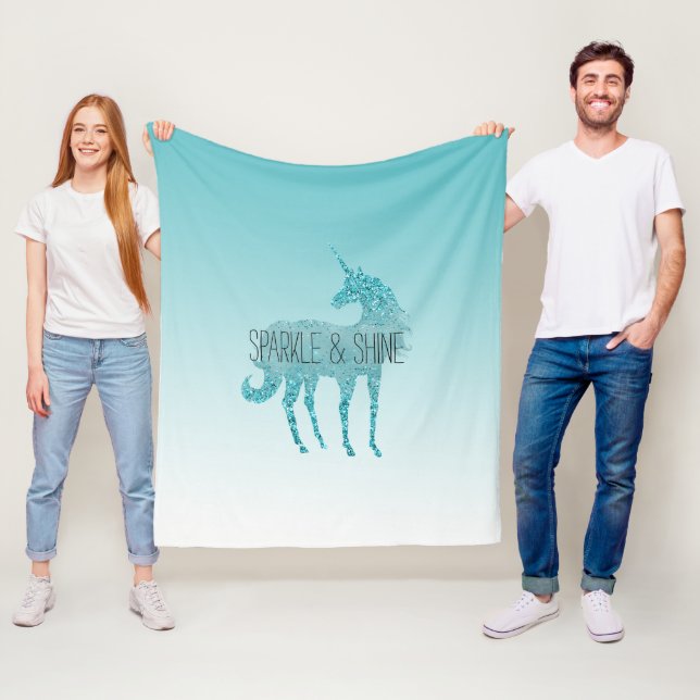 Cobertor De Velo Girly Glitz Aqua Turquoise Glitter Unicorn (In Situ)