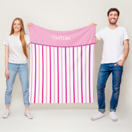 Cobertor De Velo Girly Pastel White Strips Name