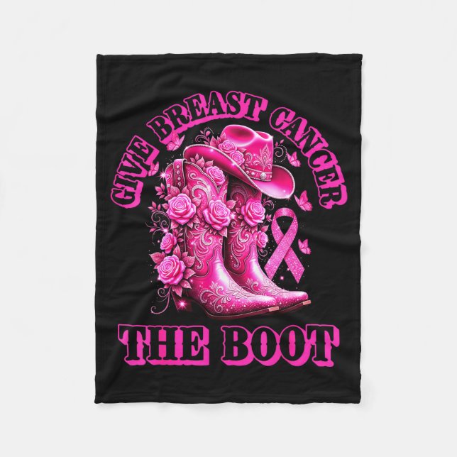 Cobertor De Velo Give Breast Cancer The Boot Cowgirl Nk Ribbon West (Frente)