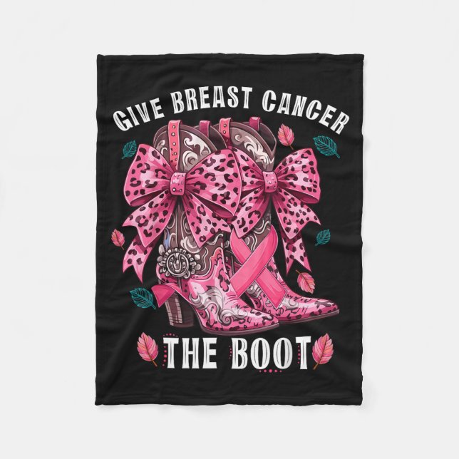 Cobertor De Velo Give Breast Cancer The Boot Nk Cowgirl Western Tee (Frente)