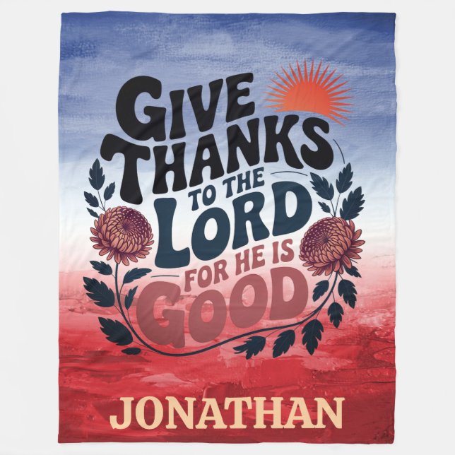 Cobertor De Velo Give Thanks - Personalized Christian (Frente)