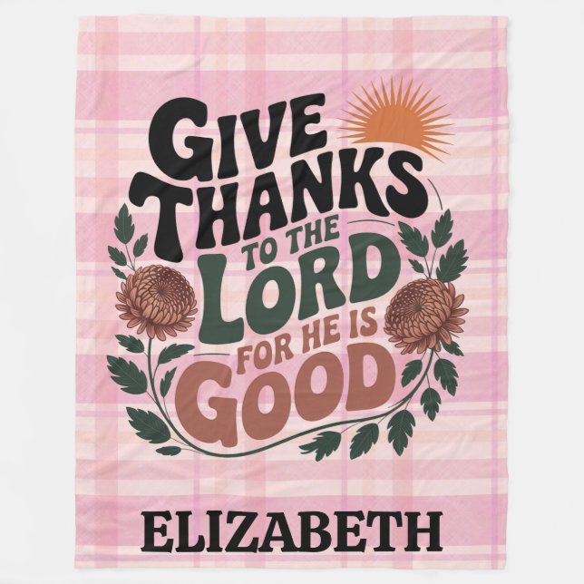 Cobertor De Velo Give Thanks - Personalized Christian (Frente)