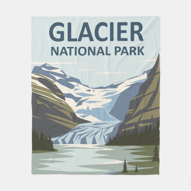 Cobertor De Velo Glacier National Park Viagem Art (Frente)