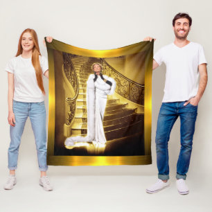Cobertor De Velo Glamoroso Diva de Hollywood Regency Dourado 