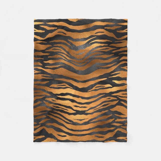 Cobertor De Velo Glamorous Black Brown Tiger Stripes Animal Print (Frente)