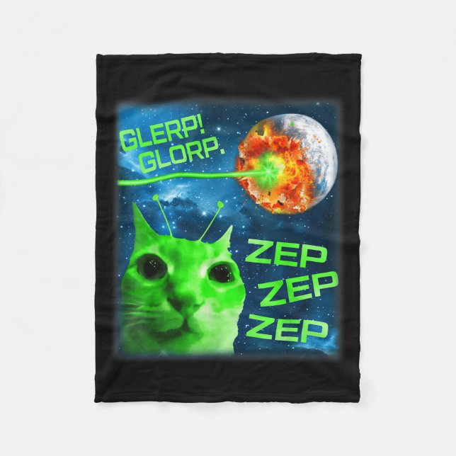 Cobertor De Velo Glerp Glorp Funny Alien Cat Brainrot Meme  (Frente)