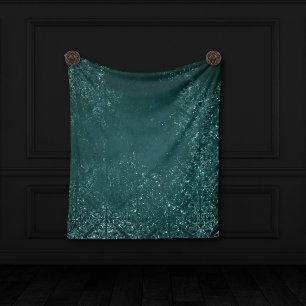 Cobertor De Velo Glimmering Teal Grunge Rich Green Glam Damask