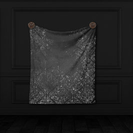 Cobertor De Velo Glimmery Onyx Grunge | Silvery Black Glam Damask