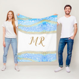 Cobertor De Velo glitter dourado azul glitter glitter nome monogram