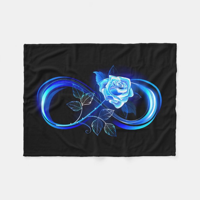 Cobertor De Velo Glowing infinity with blue rose (Frente (Horizontal))