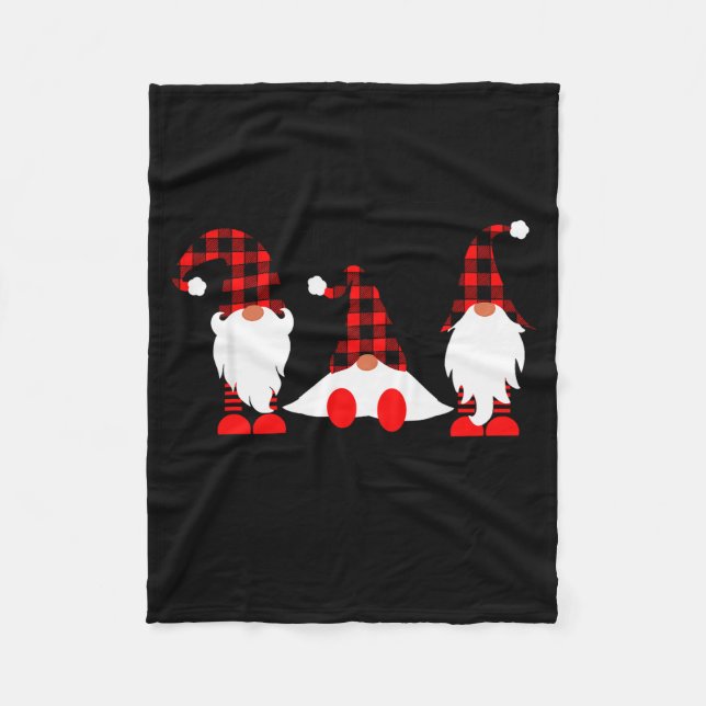 Cobertor De Velo Gnomes For The Holidays Buffalo Plaid Gnome Christ (Frente)