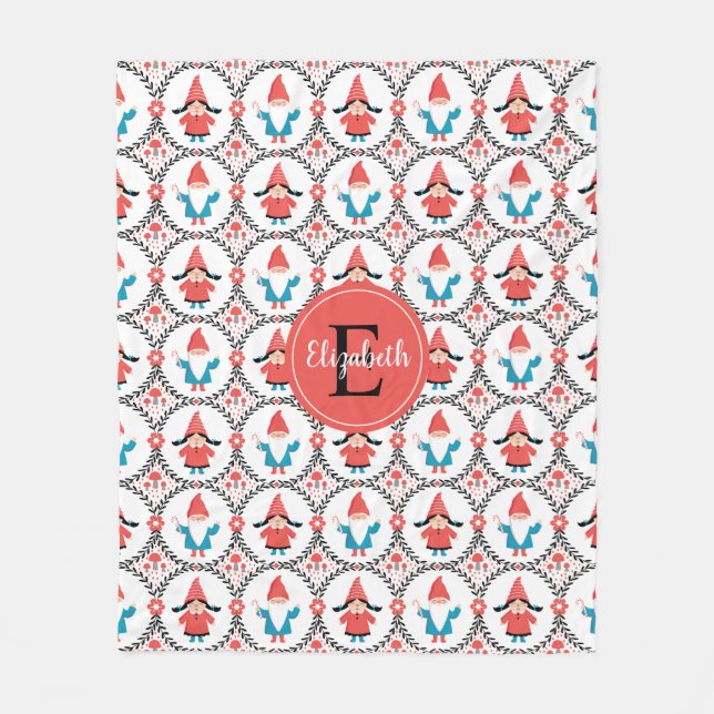 Cobertor De Velo Gnomo Fleece de Natal Personalizado (Frente)