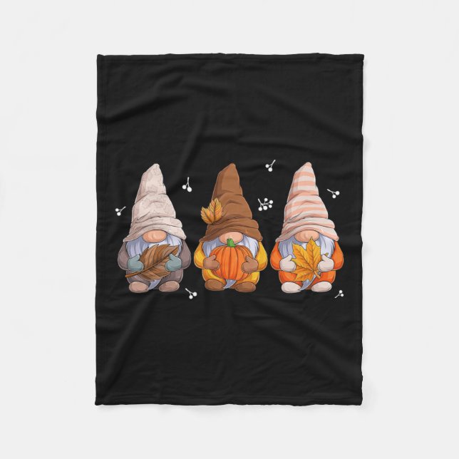 Cobertor De Velo Gnomos De Ação De Graças Com Folhas De Abóbora (Frente)