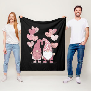 Cobertor De Velo Gnomos de Coração Xadrez Búfala Rosa Dia dos Namor