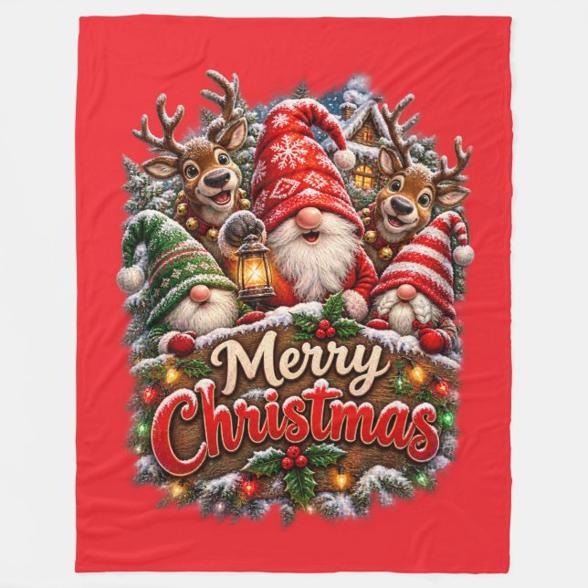 Cobertor De Velo Gnomos de Natal (Frente)