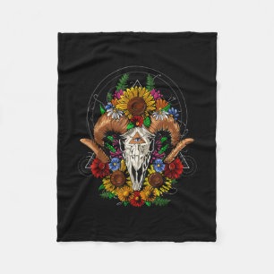 Cobertor De Velo Goat Skull Psychedelic Sunflower