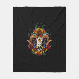 Cobertor De Velo Goat Skull Psychedelic Sunflower