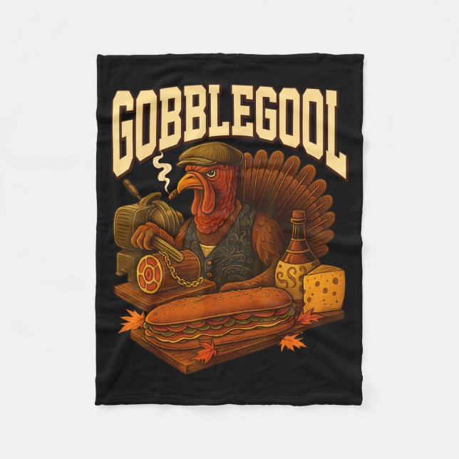 Cobertor De Velo Gobbol Turkey Gobble Gool Thanksgiving Retro  (Frente)