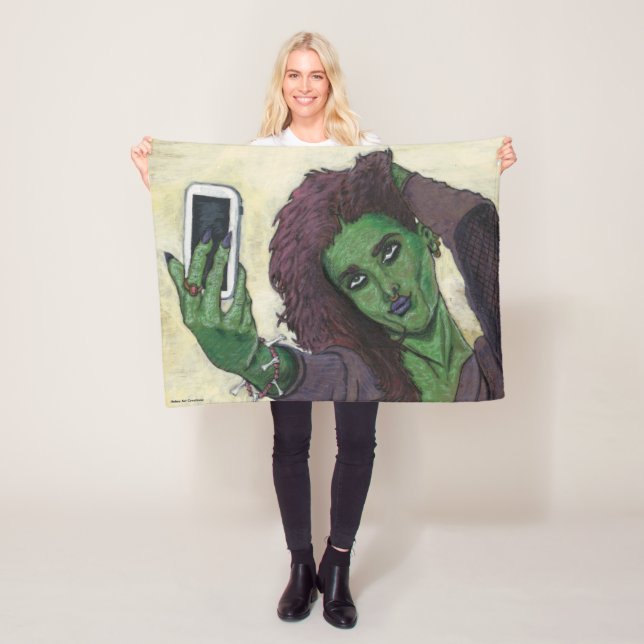 Cobertor De Velo Goblin Girl Cell Phone Selfie Fantasy Art Blanket (In Situ)
