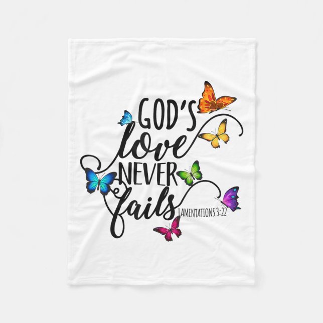 Cobertor De Velo God's Love Never Fails - Butterfly Art - Religious (Frente)