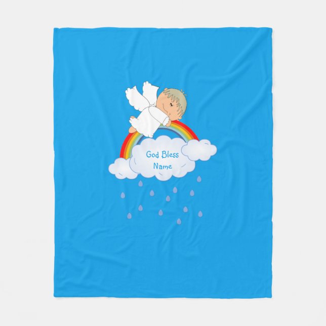 Cobertor De Velo Godson Gift Cute Angel Rainbow Personalizado (Frente)