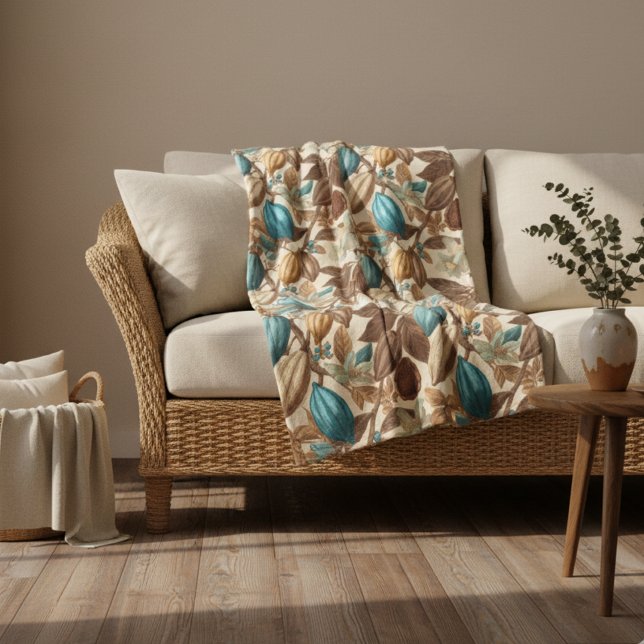 Cobertor De Velo Gold Brown Turquoise Cacao Pattern (Criador carregado)