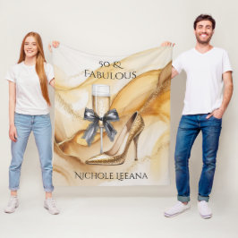 Cobertor De Velo Gold Glitter High Heel 50 & Fabulous Birthday