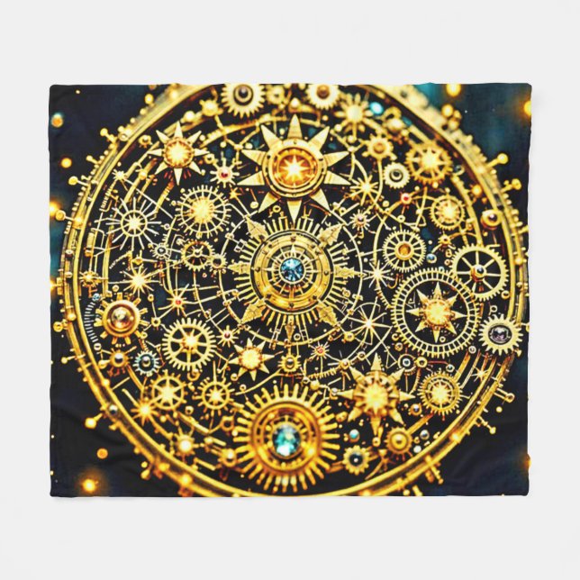 Cobertor De Velo Golden Clockwork Celestial Art (Frente (Horizontal))