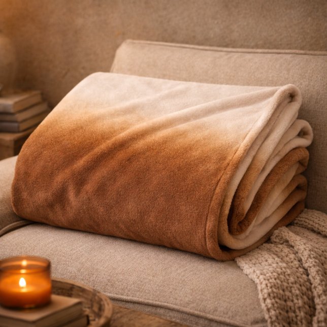 Cobertor De Velo Golden Hearth Fade Fleece Blanket (Chocolate brown fade with ivory brush detail and subtle gold flow)