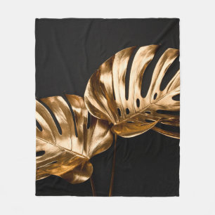 Cobertor De Velo Golden painted date palm leaf closeup on abstract