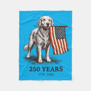 Cobertor De Velo Golden Retriever 250 Anos América Patriótico EUA