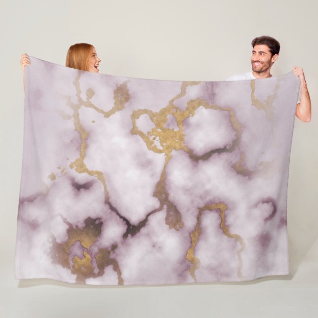 Cobertor De Velo Golden Vein Marble  Blush Aura Fleece Blanket (In Situ)