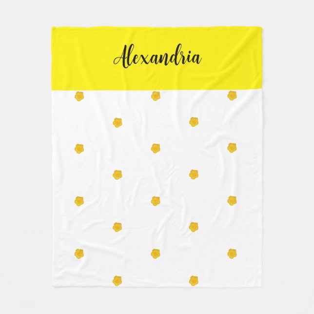Cobertor De Velo Golden Yellow Wildflower Photo Name Monogram (Frente)
