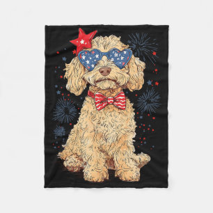 Cobertor De Velo Goldendoodle 4 de Julho Patriótico Golden Doodle D