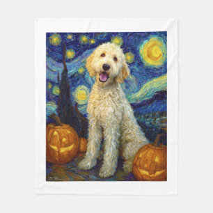 Cobertor De Velo Goldendoodle Cachorro Fofo Dia das Bruxas Jack O L