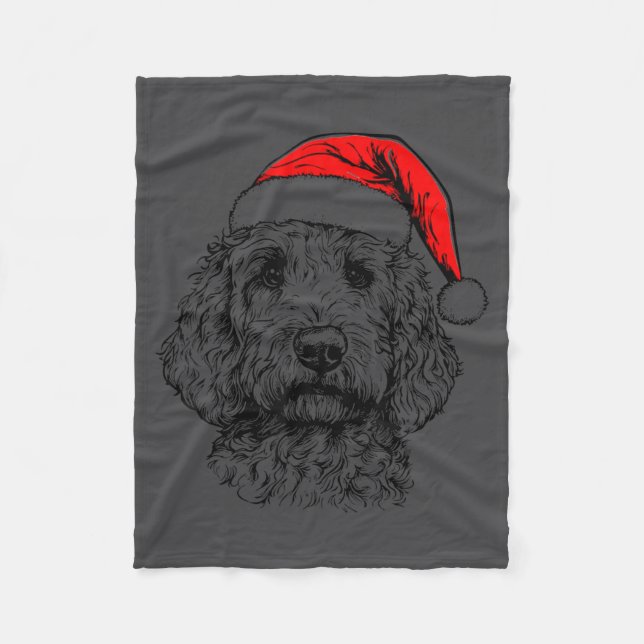 Cobertor De Velo Goldendoodle Christmas Santa Hat Xmas Pajama Golde (Frente)