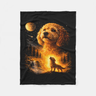 Cobertor De Velo Goldendoodle Howling To The Moon Vintage Funny Mys