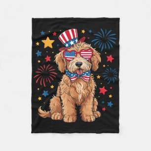 Cobertor De Velo Goldendoodle Patriótico 4 De Julho Doodle Dourado 